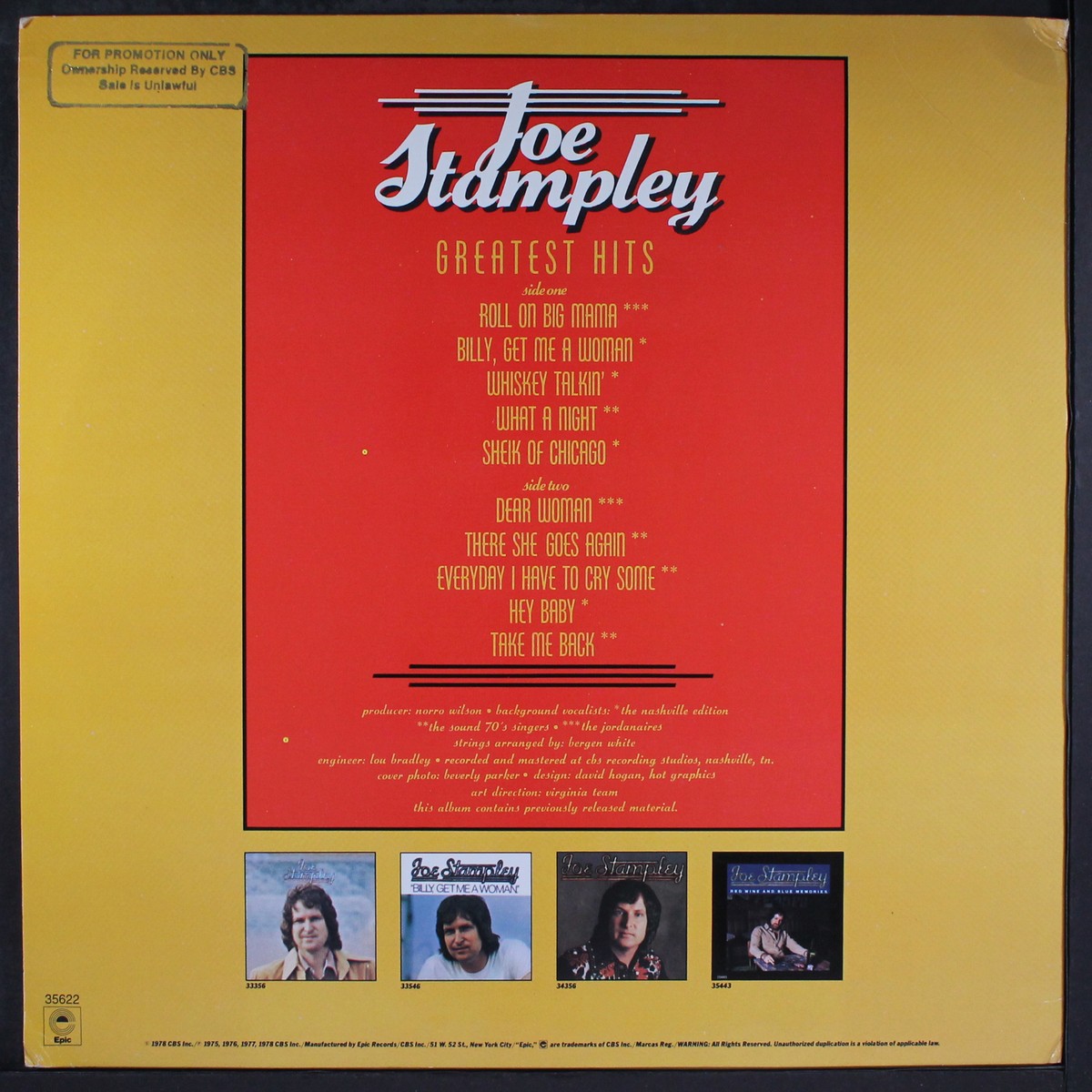 JOE STAMPLEY: greatest hits EPIC 12