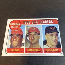 1969 Topps Baseball Luis Tiant American League  E.R.A. Leaders Card #7