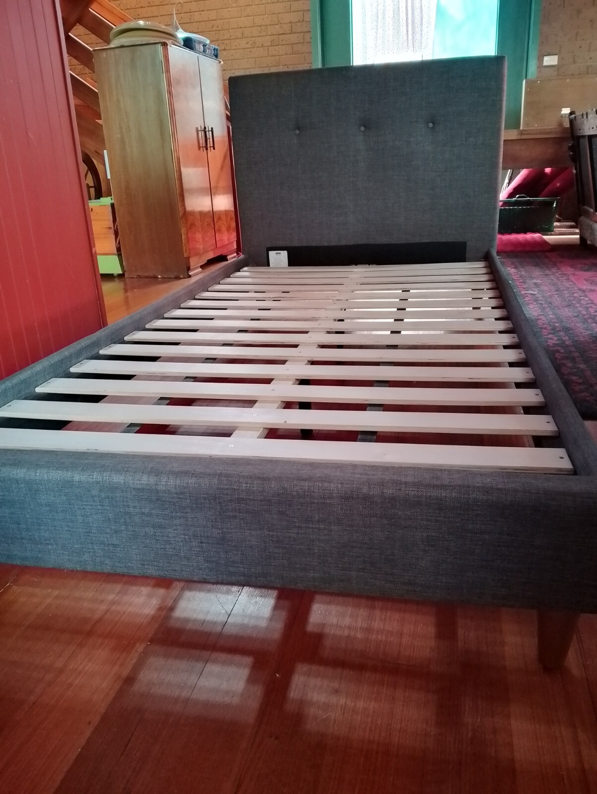 king single bedframe with padded headboard eBay