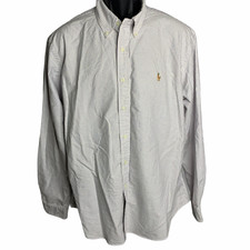 Ralph Lauren Custom Fit Button Down Shirt Mens XL Purple Striped Cotton