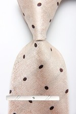 New Classic Polka Dot Beige Brown JACQUARD WOVEN 100 Silk Men's Necktie Tie