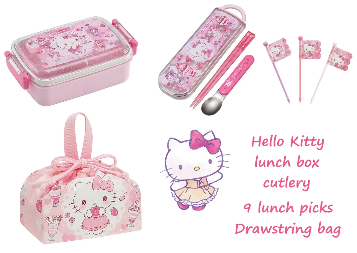 Hello Kitty lunch box cutlery bag set Sanrio bento Cute Kawaii lunch  container