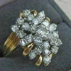 2Ct Real Moissanite Waterfall Cluster Cocktail Ring 14k Yellow Gold Plated