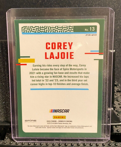 Corey LaJoie 2024 Donruss Optic - Base - Holo Silver - Card # 13 - Picture 2 of 2
