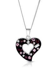Lovely Heart Necklace With Genuine Austrian Crystal in 925 Sterling silver 18in