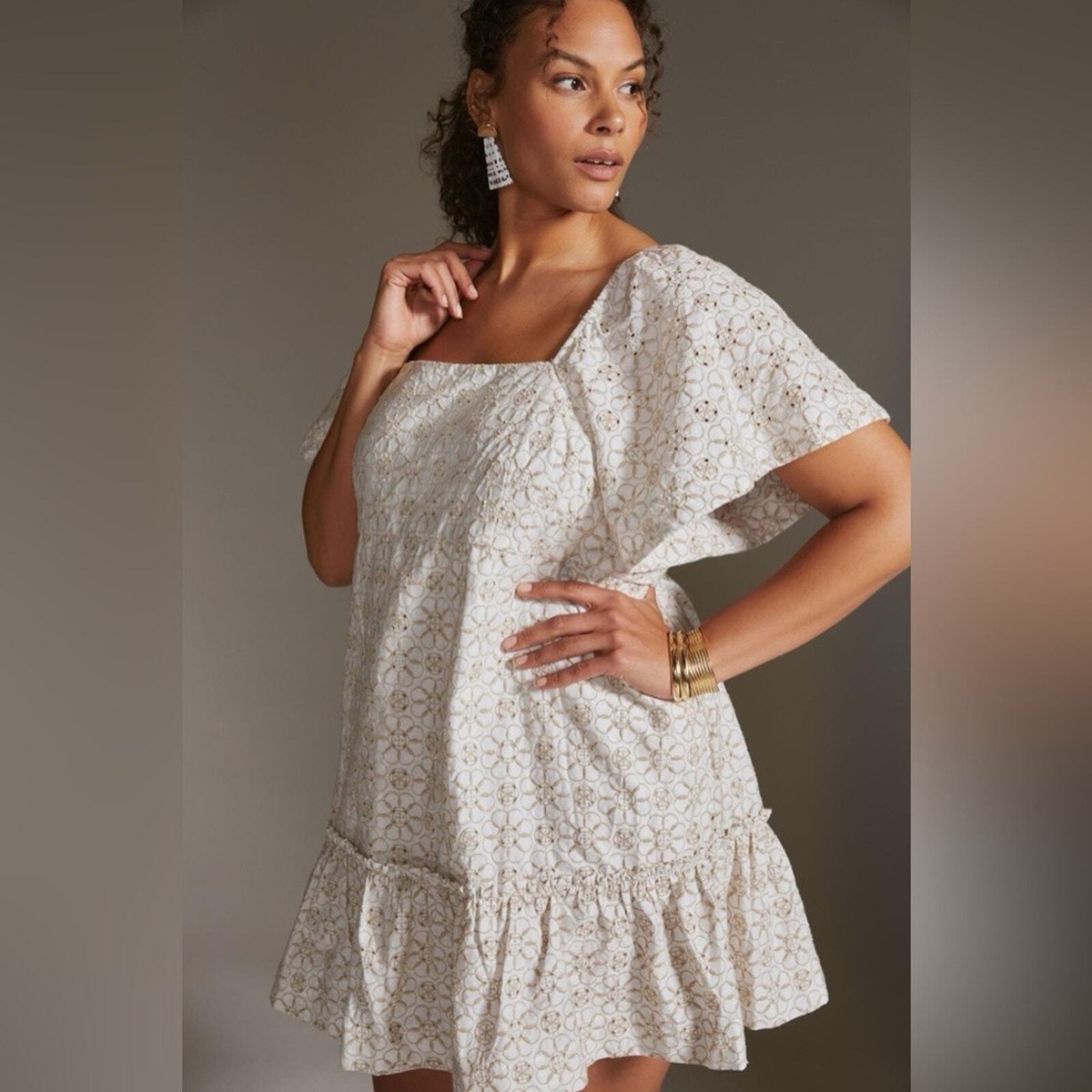 maeve mini dress beige NWOT Anthropologie Smocked Tunic Plus Cream White Floral 2X 58346 - Sherri Hill july26_bogo50 Size:6 (Pre-Order - Ships Late October) good confidence from first