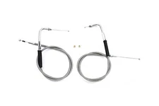 33.5 inch Stainless Steel Throttle and Idle Cable Set 90-95 Harley Dyna Softail