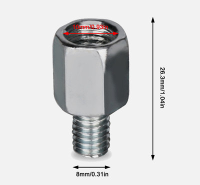 Motorcycle Mirror 8MM to 10MM Chrome Adapter - 1 Pair