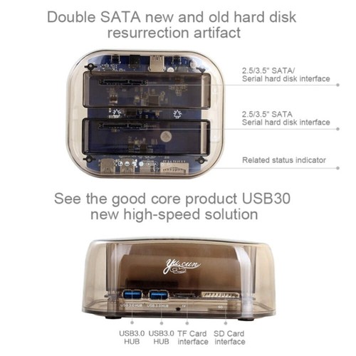 2.5 / 3.5 inch USB3.0 Dual SATA HDD Enclosure with HUB & OTB Function, The Maxim - Afbeelding 4 van 16