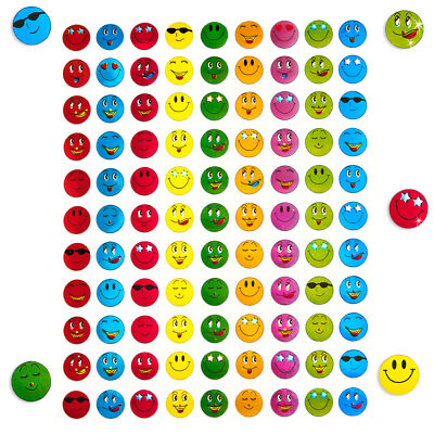 990 x Smiley Face Sticker I Bunt I Glänzender Metallic Look I Niedliche Deko