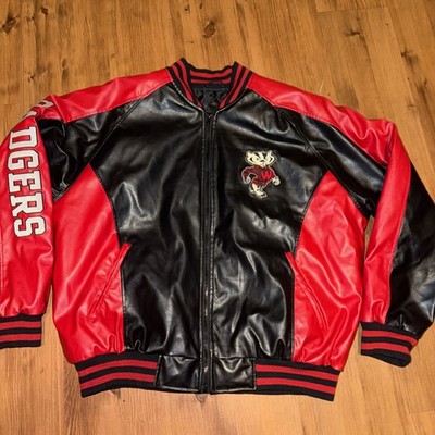 Vintage Steve & Barrys Wisconsin Badgers Faux Leather Varsity Jacket Mens Large