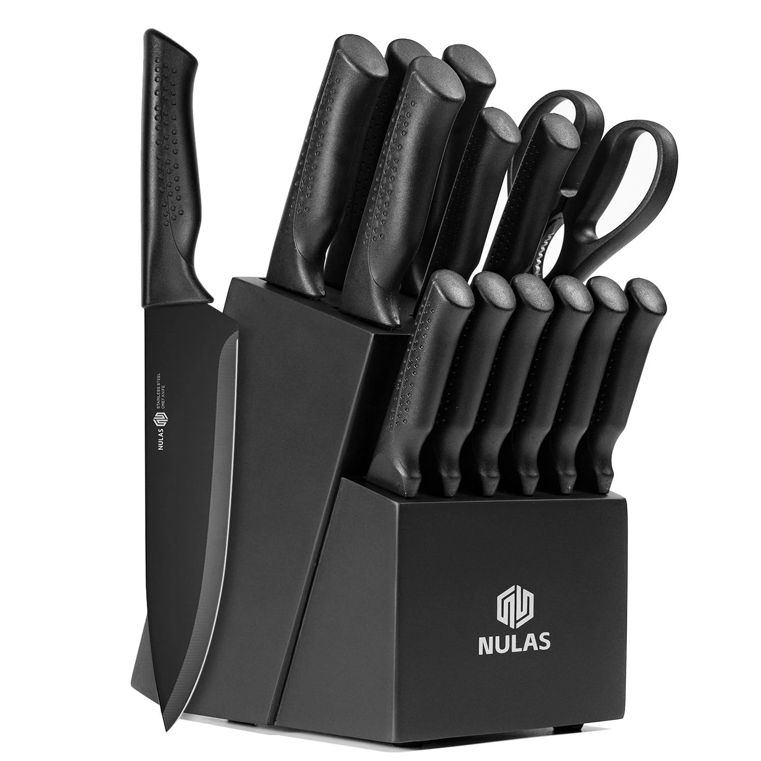Set, 15-Piece Kitchen Set with Block and Built-in Sharpener, Dishwasher Safe,...