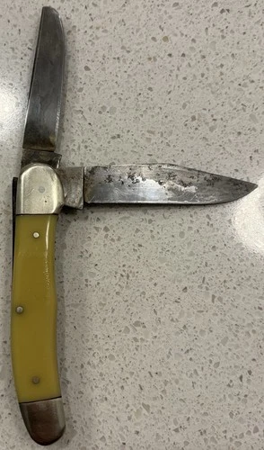 VINTAGE GERMAN EYE BRAND CARL SCHLIEPER 3 EYE YELLOW COPPERHEAD KNIFE (35512) - product listing photo
