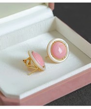 charming pair of 21mm natural pink conch pearl stud earring925s ryj 