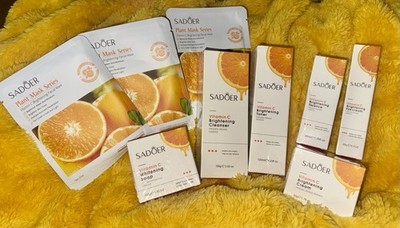 SADOER Vitamin C Brightening Skincare Set. Plant Mask Series. 9 PRODUCTS 