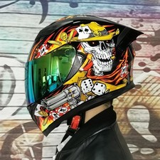 Full Face Motorcycle Helmet Dual Lens Visor DOT Approved Racing Helmet