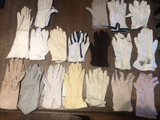 18 Pairs Ladies Women's Vintage Dress Opera Gloves Cotton Nylon Suede sz 6 to 7