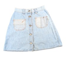 Vintage Y2K Arizona Jean Company Button Front Denim Mini Skirt Light Wash Size 7