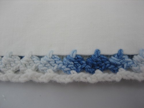 Juego de 2 fundas de almohada Springmaid vintage azul floral ganchillo muselina algodón - Imagen 6 de 11