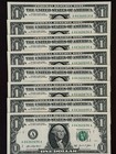Lot of 8, UNC, Alternator, Repeater 6's, $1 One Dollar Bill, Fancy Serial Number — photo 1