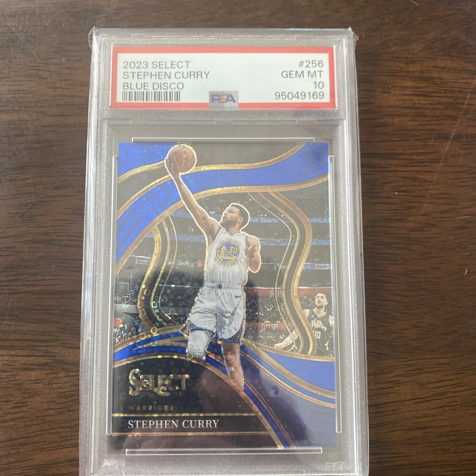 2023-24 Panini Select - Courtside Stephen Curry #256 Blue Disco Prizm /25 PSA 10