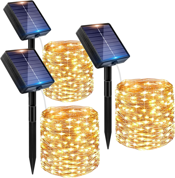 Peasur 3 StüCk Solar Lichterkette Outdoor, 3X12M 120 LED Lichterkette AußEn-image
