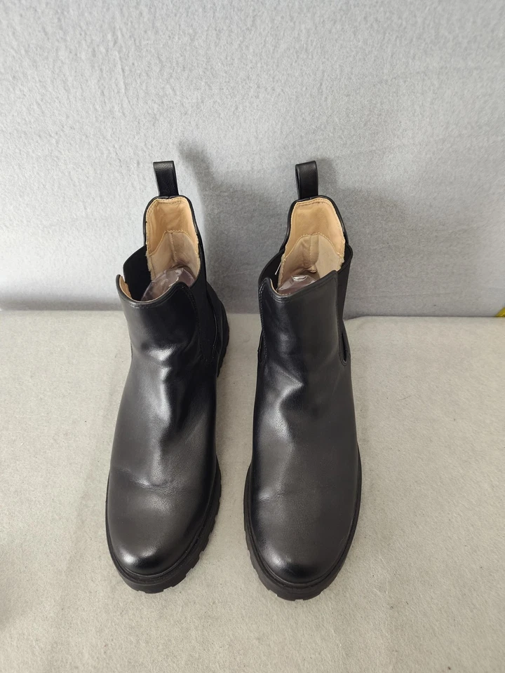 Journee Collection Botas Mujer Talla 8.5 Negro Chelsea Lug Suela Zapatos Sin Cordones Foto 3 de 4