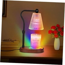 Candle Warmer Lamp with 8 Colors LED Changing,with Timer Dimmer Walnut