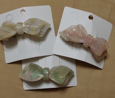 3 Pcs Acrylic Plastic Hair Bow Barrettes Clips NEW - SO CUTE!