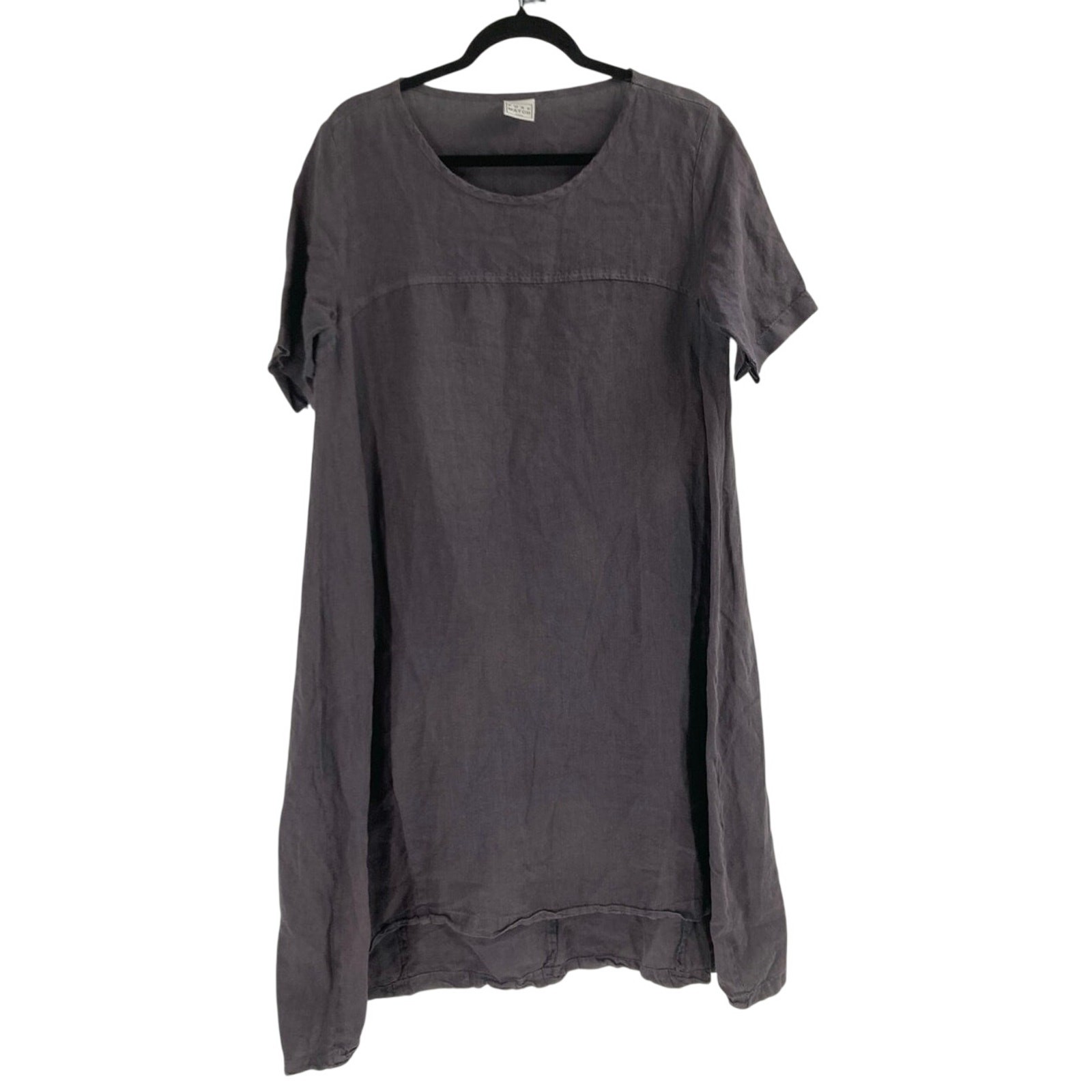 Pure Match Linen Gray Midi Dress Minimalist Lagenlook Natural Women’s Size Large