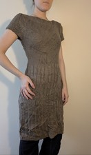 Brown knitted dress Short sleeves Boat neck Signature Size L Great condition