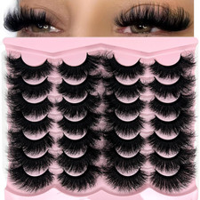 Mink Lashes Fluffy 20Mm Big Faux Mink Strip Lashes Cat Eye Long False Eyelashes