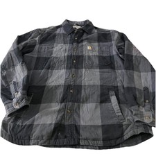 Carhartt Men's L Plaid Flannel Shirt Jacket Insulated Fleece Lined Shacket Black