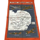 Vintage Wartime East Anglia Map Tea Towel Cotton Made in Britain TH