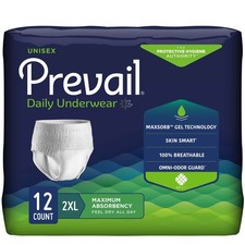 Prevail Adult Daily Disposable Underwear XXL Maximum Absorbency 12 Ct