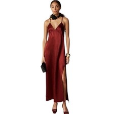 J Crew Cross-back dress in textured satin Women's Size 8 Red