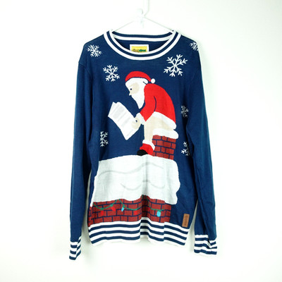 Tipsy Elves Sweater Mens SZ XL Santa's Log on the Fire Inappropriate Christmas