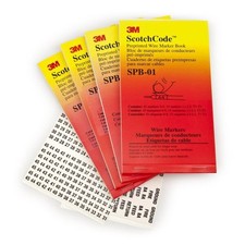 3M ScotchCode Pre-Printed Wire Marker Book SPB-07, black print on a white backgr