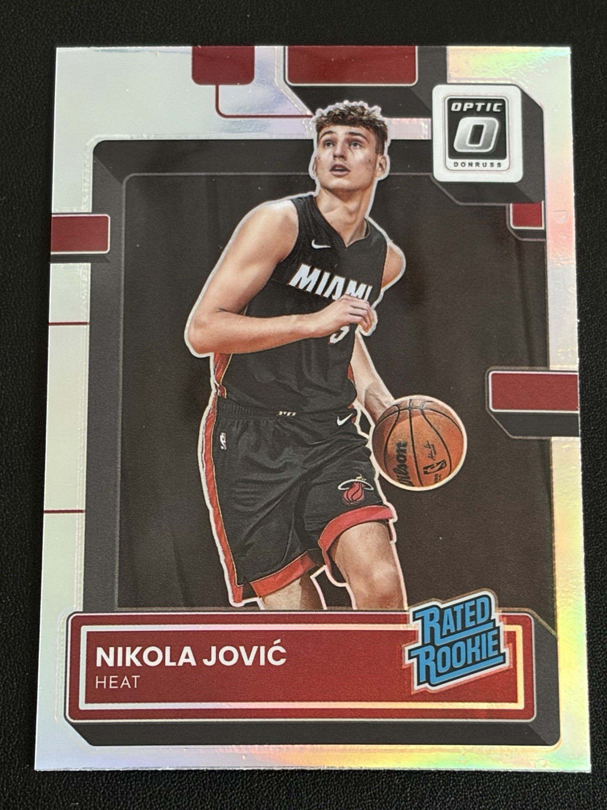 Nikola Jovic 2022-23 Optic Holo Silver Prizm Rated Rookie #224 Miami Heat. TB91