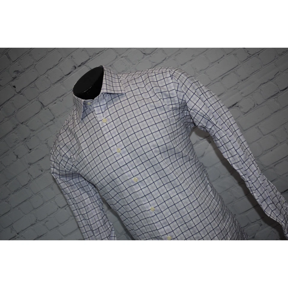 Camisa de vestir David Donahue para hombre talla grande puños franceses púrpura algodón con botones Foto 3 de 4