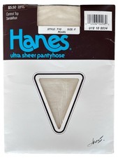 Vintage Hanes Ultra Sheer Pantyhose Size F Pearl Color Control Top Style 710