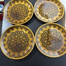 Biltons Tableware Brown Patterned Plate Ironstone England 1970s , set of 4