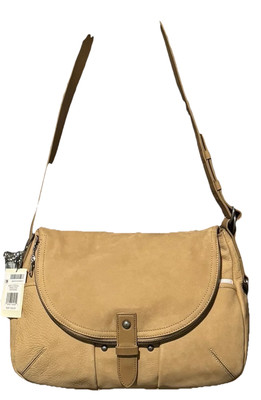 Lucky Brand Shoulder Bag Liza Leather Sandbox  Multi Pocket Zip Buckle NWT