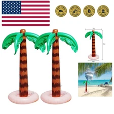 Inflatable Palm Tree Decoration, 2 Pack Jumbo Coconut Trees Beach Backdrop Fa...