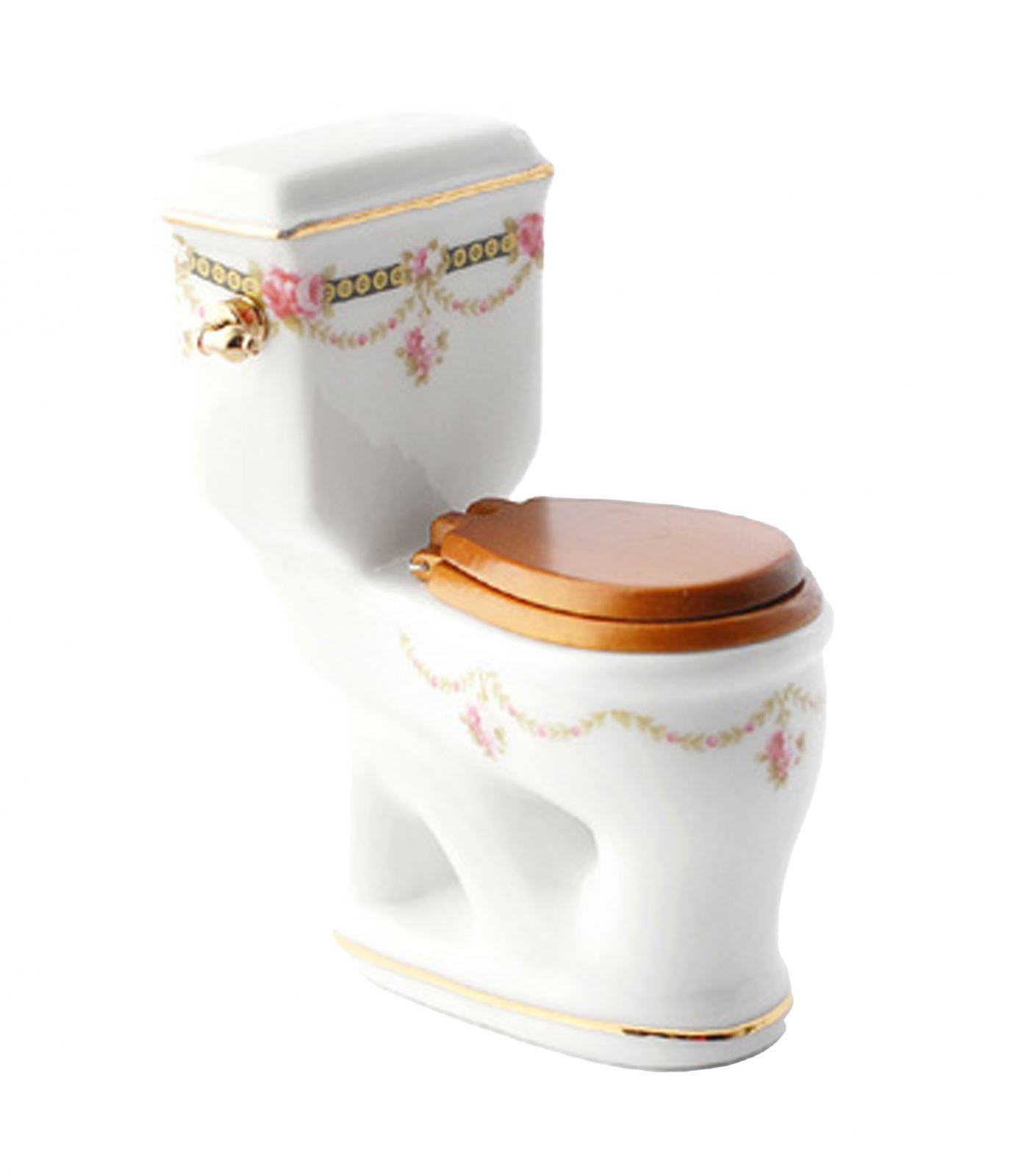 Dolls House Victorian Rose Porcelain Toilet Reutter Miniature Bathroom Furniture