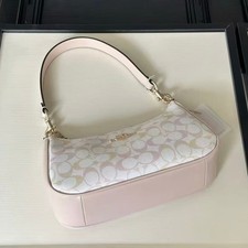 MWT Coach Teri Shoulder Bag In Pretty Signature Canvas CDZ05 Gold/Chalk/Pink