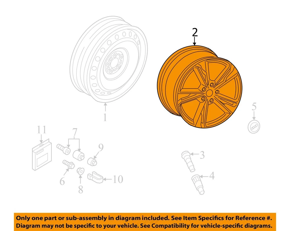 Rueda 19x7 aleación 5 radios divididos para AUDI Q3 756106 19-23 Foto 4 de 4