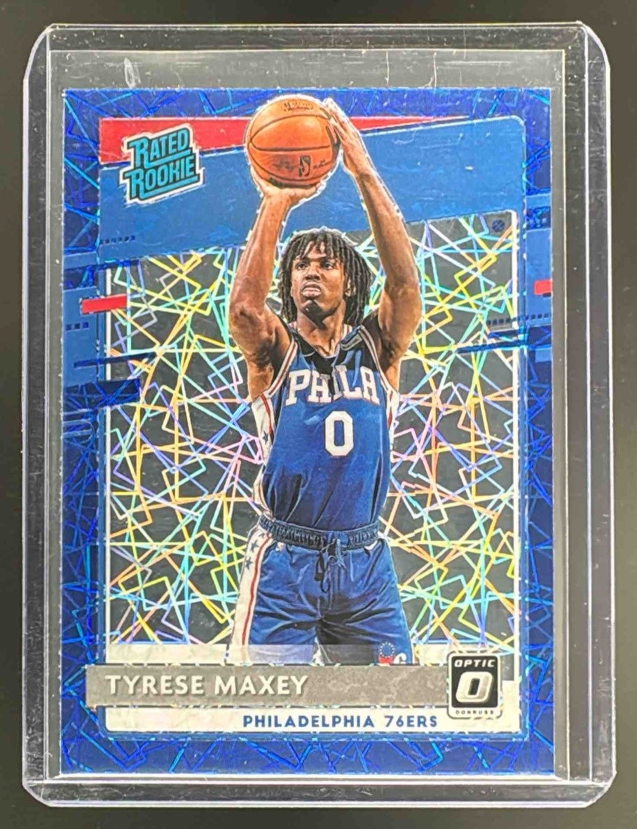Tyrese Maxey 2020 Panini Donruss Optic #171 Blue Velocity Rookie RC