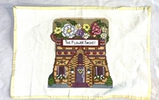 Vintage Cross Stitch "The Flower Basket" Ready to Frame 17.5"X11.5" Home Crafted