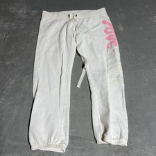 Vintage Y2K Victorias Secret Pink Sweatpants Womens Small White Pink Cropped